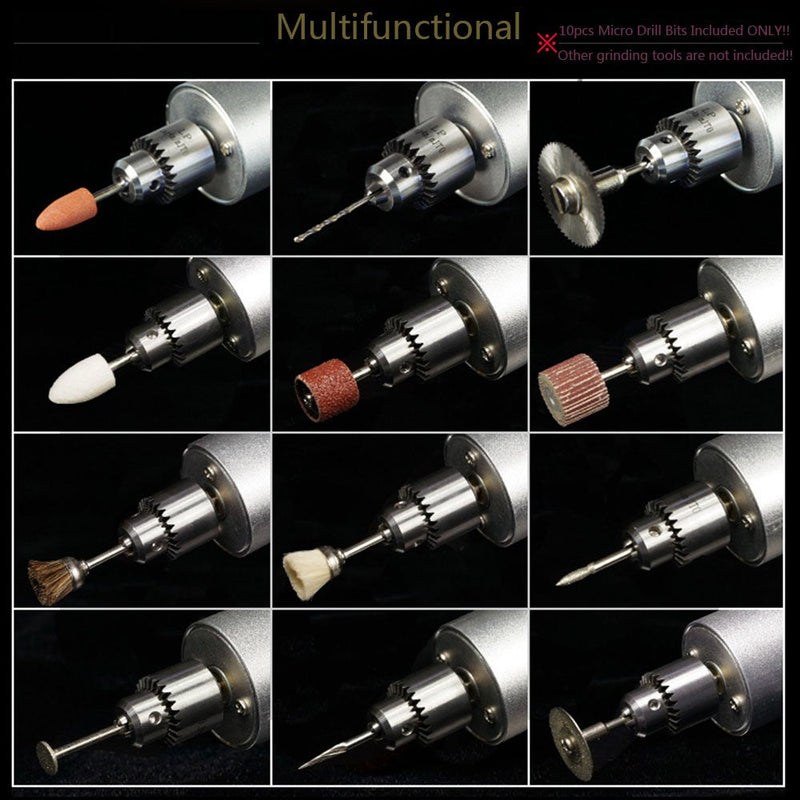 Yakamoz 0.3mm - 4mm Micro Aluminum Portable Handheld Drill DIY PCB Mini Electric Hand Drill with 5A Power Supply & 10pcs Micro Drill Bits 5a Mini Drill