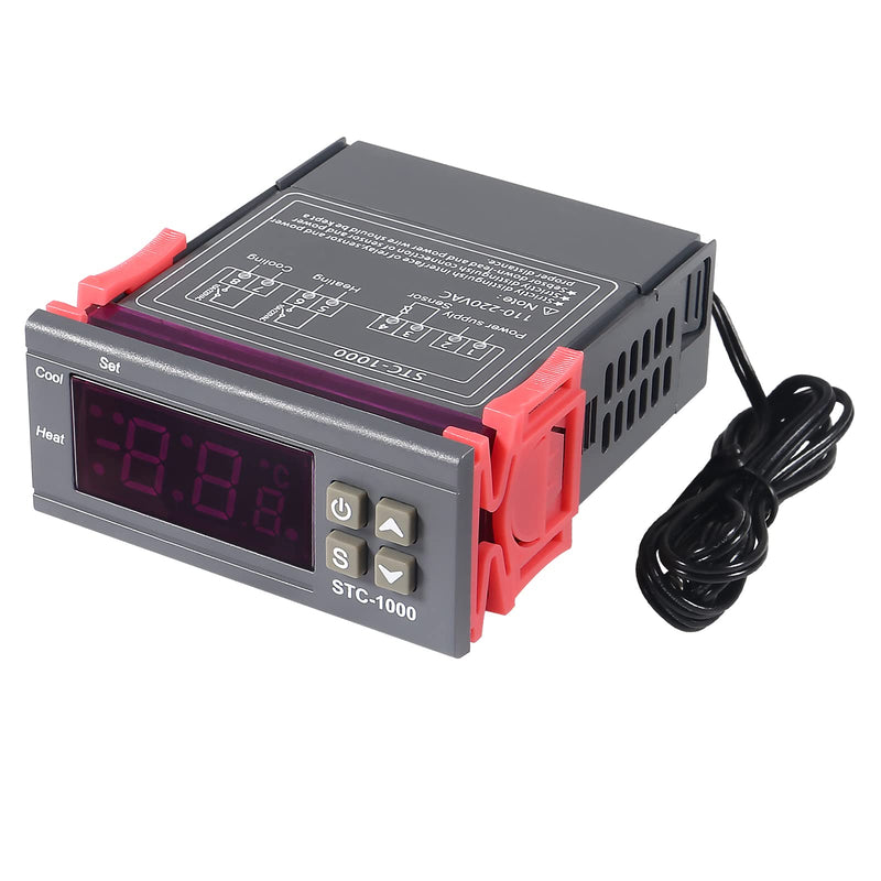 [Australia - AusPower] - 2pcs STC-1000 DC 110V-220V 10A Digital LED Temperature Controller Thermostat Control Switch 2 Relay Output and NTC 10K Thermistor Sensors Temperature Probe 