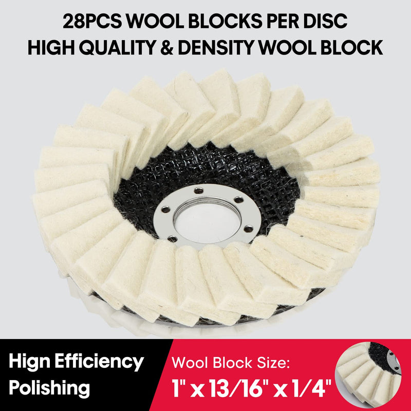 [Australia - AusPower] - SHALL 6-Pack Felt Flap Disc Abrasives 4-1/2" x 7/8" Arbor, Wool Polishing Buffing Wheel Pad for Angle Grinder 