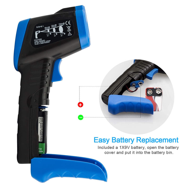 [Australia - AusPower] - Infrared Thermometer Gun, INFURIDER Temperature Gun Measures Temp from -58℉ to 842℉ with Backlit Display, Laser Thermometer Gun, Meat Thermometer, Pizza Oven Accessories, Digital Infrared Thermometer 981B 