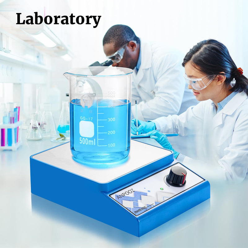 [Australia - AusPower] - Magnetic Stirrer with 4 PCS Stir Bars, Stir Plate 3000RPM Magnetic Mixer 3000mL Lab Stirrers (No Heating) Square Blue 