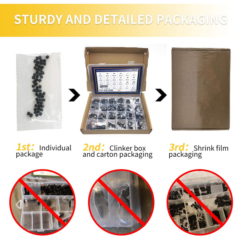 [Australia - AusPower] - 666Pcs Internal Hex Drive Cup-Point Screws Assortment Kit, 22 Sizes M2/3/4/5/6/8 Set Screw Set for Door Handles, Faucet, Light Fixture, 12.9 Class Alloy Steel (Black) 666 pcs 