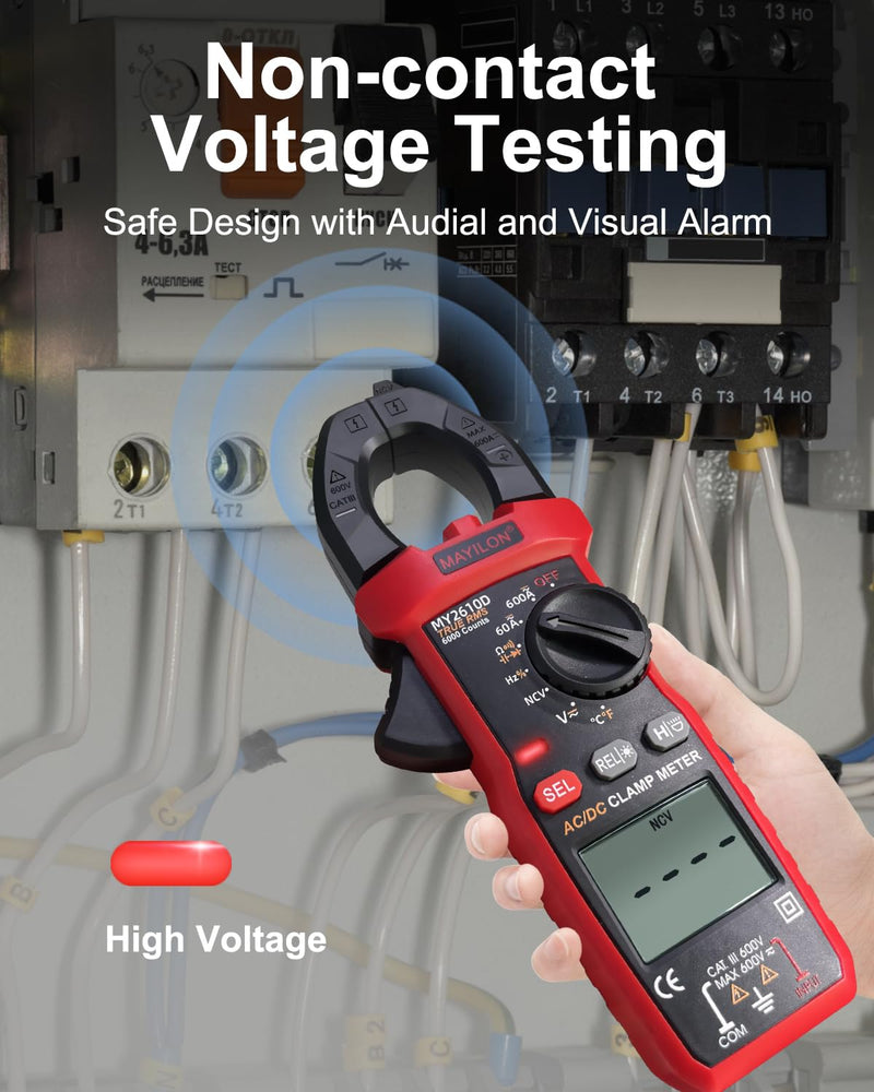 [Australia - AusPower] - Digital Clamp Meter, Multimeter TRMS 6000 Counts Amp Volt Meter Auto-ranging Measures AC/DC Voltage, AC/DC Current Capacitance NCV Frequency Live Wire Resistance Diode Temperature Continuity MY2610D 