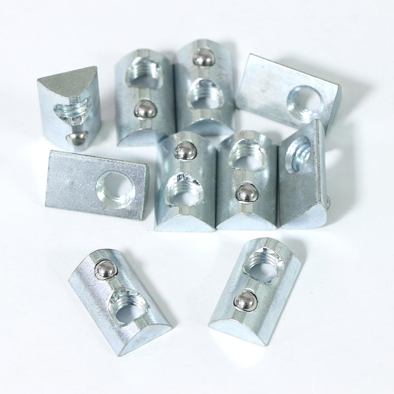 [Australia - AusPower] - 1/4"-20 Threaded Steel Roll in T-Nut with Ball Spring, T-Slot Nuts Accessory Hardware Nuts for 10 Series Aluminum Extrusion Profiles Rail (100) 100 
