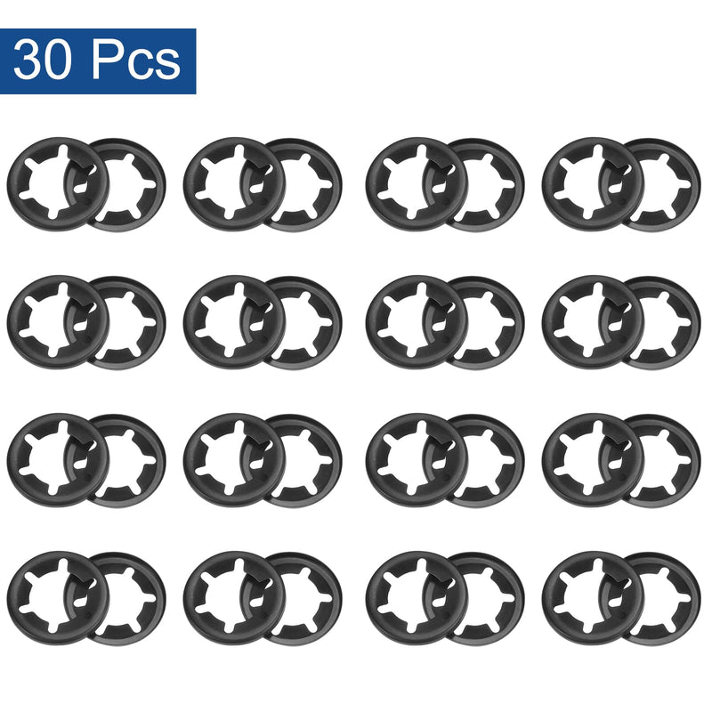 [Australia - AusPower] - uxcell 30pcs Internal Tooth Star Lock Washers M14 Push on Retaining Clips Quick Speed Locking Washers, 65Mn Steel Starlock Push Nuts Black 30 