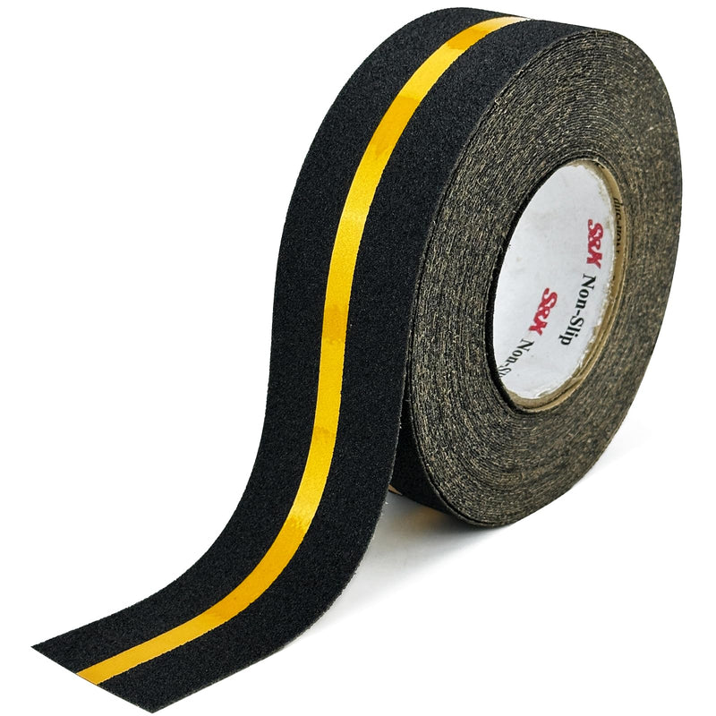 S&X Anti Slip Tape with Reflective Strip - 2 in x 60 FT Premium Grip Tape for Stairs Indoor & Outdoor Stair Tread Non-Slip High Visibility Strong Adhesive Traction Tape 2" X 60' Black/Reflective