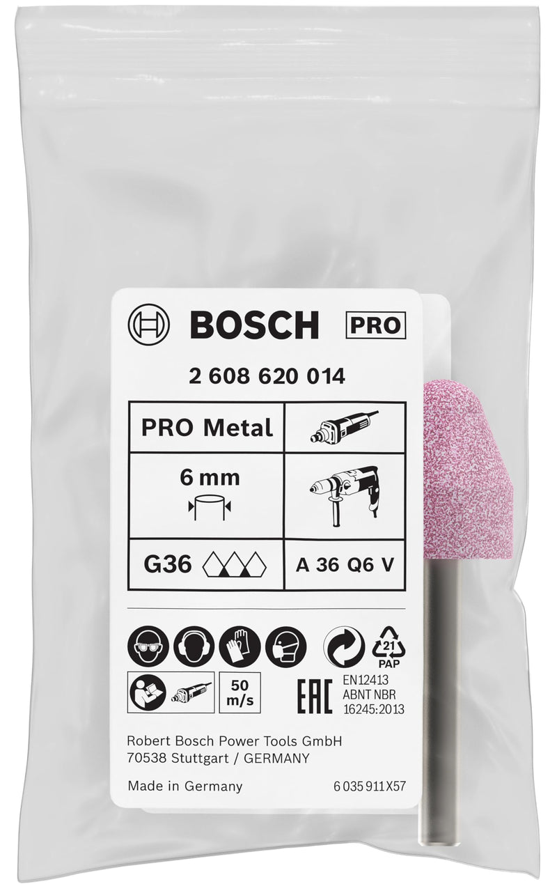 [Australia - AusPower] - Bosch 2608620014 Grinding Stone, conical, Medium-Hard 6 mm, 60, 20 mm, 25 mm 