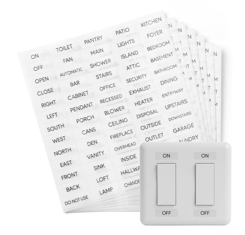 Light Switch Labels, Transparent Labels for Light Switch Identification for Home, Office, Rental, 65 Stickers per Sheet (650pcs Total)