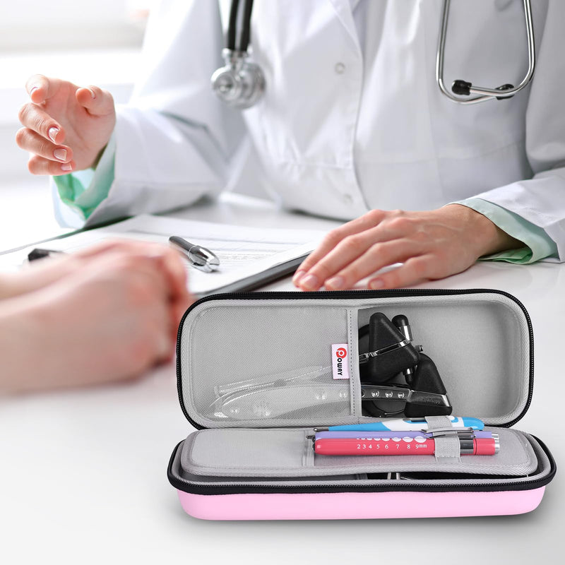 [Australia - AusPower] - Stethoscope Carrying Case Pink and 3 Pack Penlight and Medical Scissors for Nurses Doctor EMT First Aid 