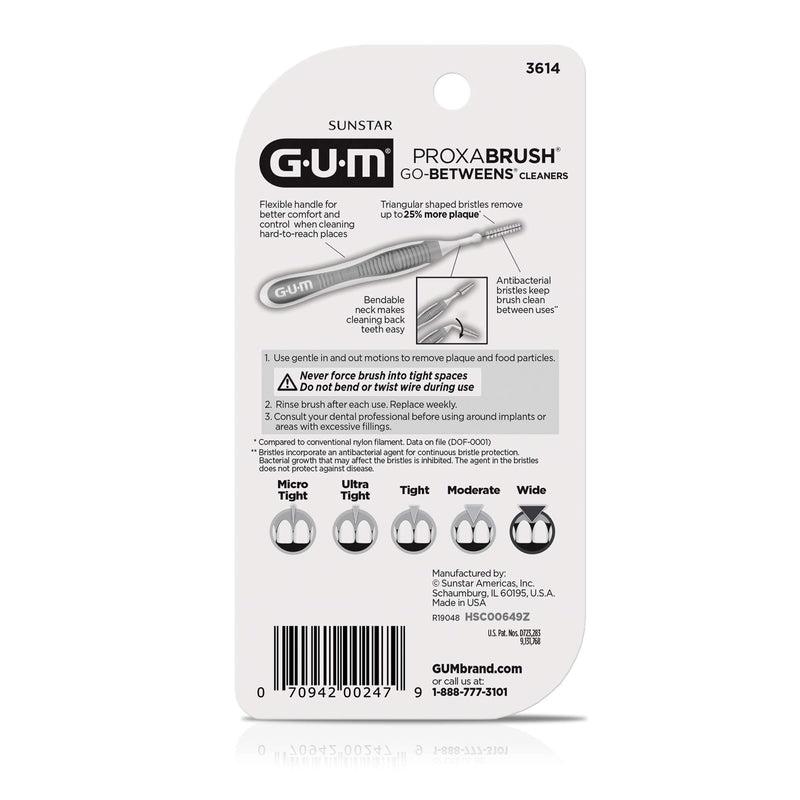 GUM Proxabrush Go-Betweens - Wide - Interdental Brushes - Soft Bristled Dental Picks for Plaque Removal Health - Safe for Braces & Dental Devices,10 Count (Pack of 8) 10 Count (Pack of 8)