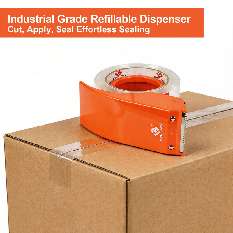 BOMEI PACK Heavy Duty Packing Tape with Dispenser 1.88'' x 66 YDs, Clear Box Tape for Packaging Shipping Moving Storage and Mailing, Strong Package Tape 1 Rolls + 1 Dispenser