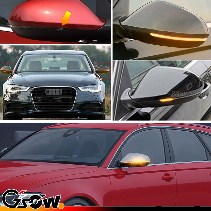 2 PCS Sequential Dynamic LED Side Mirror Turn Signal Lights for 2013-2018 Au-di A6 S6 RS6 4G C7 C7.5, Audi Accessories Clear Lens Turn Signal Indicator Lamp for Audi A6 S6 RS6 4G C7 C7.5