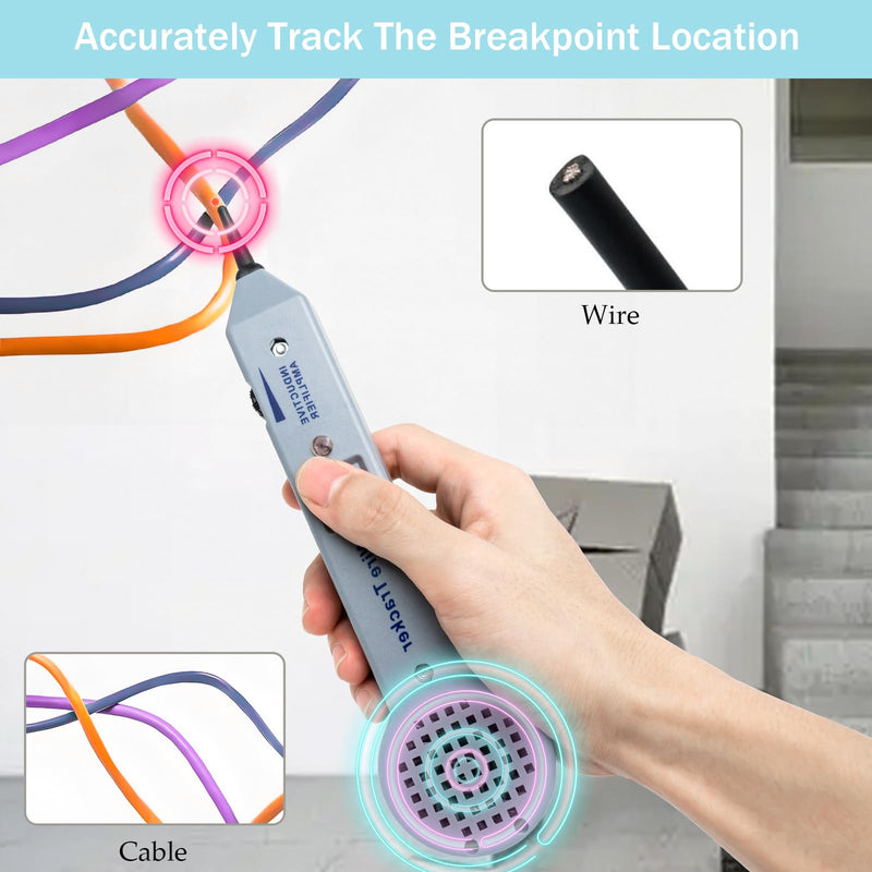 [Australia - AusPower] - 200EP High Accuracy Cable Tracker Kit with Adjustable Tones, Easy-to-Use Tone Generator and Probe Kit for Versatile Cable and Wire Maintenance, Ideal Toner Electrical Tool, Clear 