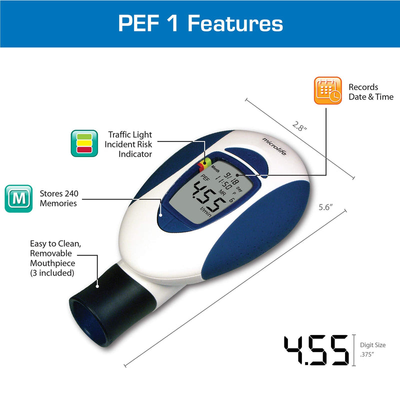 [Australia - AusPower] - Microlife Digital Peak Flow Meter with FEV1 & Tracking Software | Reliable & Accurate Respiratory Spirometer for Kids & Adults | Perfect for Home Monitoring Asthma, COPD & other Lung Conditions 