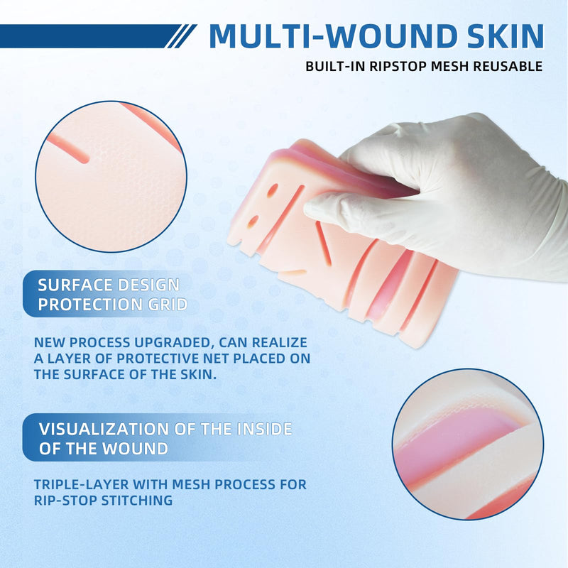 [Australia - AusPower] - Suture Pad 3 Layer Suture Practice Pad with Wounds Suture Practice Kit, Hard to Rip, Tear or Break for Medical and Vet Students Veterinarian Nurses Training and Practice (3 Pcs) 