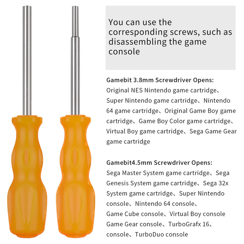 [Australia - AusPower] - Gamebit Screwdriver Set, 3.8mm & 4.5mm Security Screwdriver Bit Screwdriver Tools for Opening NES SNES N64 Super Nintendo 64 Cartridges & Systems - Orange 