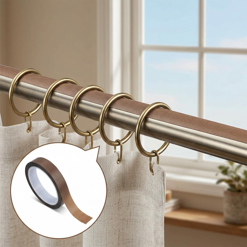 3 Rolls 1/2 Inch x 33 Feet Low Friction Drawer Slide Tape, PTFE Curtain Glide Tape with Abrasion & Squeak Resistant Surface Protection for Furniture Wood Cabinet (Brown)