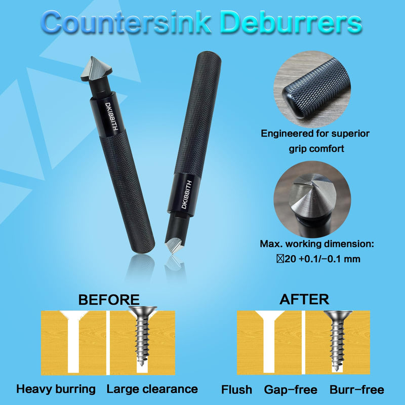DKIBBITH 13-Piece Deburring Tool Set with 2 Countersinks & 11 Blades - Works on Metal, Resin, PVC, Copper, Plastic,3D Printed Edges - Plumbing & 3D Printing Burr Removal Reamer Tool. 13 Piece Deburring Tool