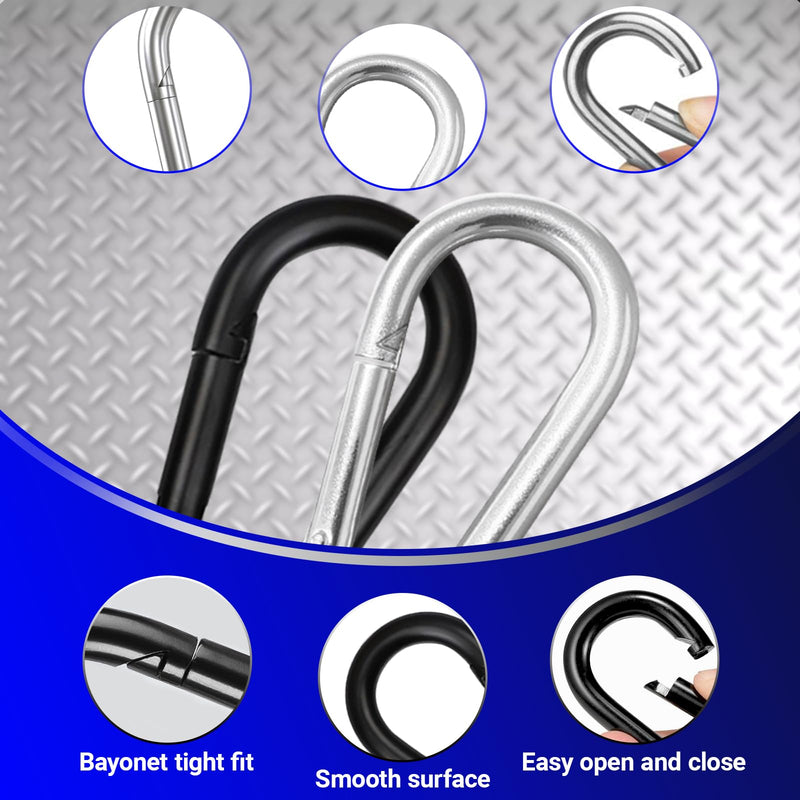 50 Pack 2" Heavy Duty Carabiner Clips, M5 Sliver Galvanized Steel Spring Snap Hooks, Rust-Resistant Keychain Clips for Hammock, Camping, Hiking, Fishing, Swing Set M5-2" Silver 50