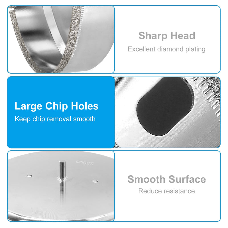 7-1/4 Inch Diamond Drill Bits, Glass Tile Hole Saw, Suitable for Ceramic, Glass, Tile, Porcelain, Marble 185mm | 7-1/4" 1