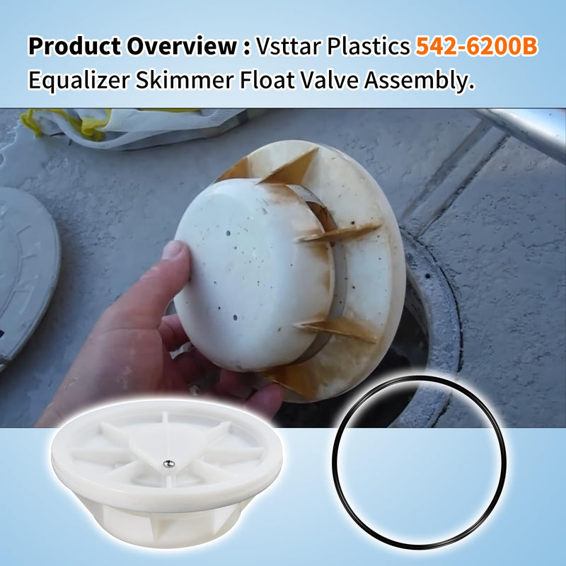 [Australia - AusPower] - 542-6200B Plastic Equalizer Skimmer Float Valve Assembly with O-Ring, Perfectly Compatible with Waterway Renegade; Part# 542-6200 