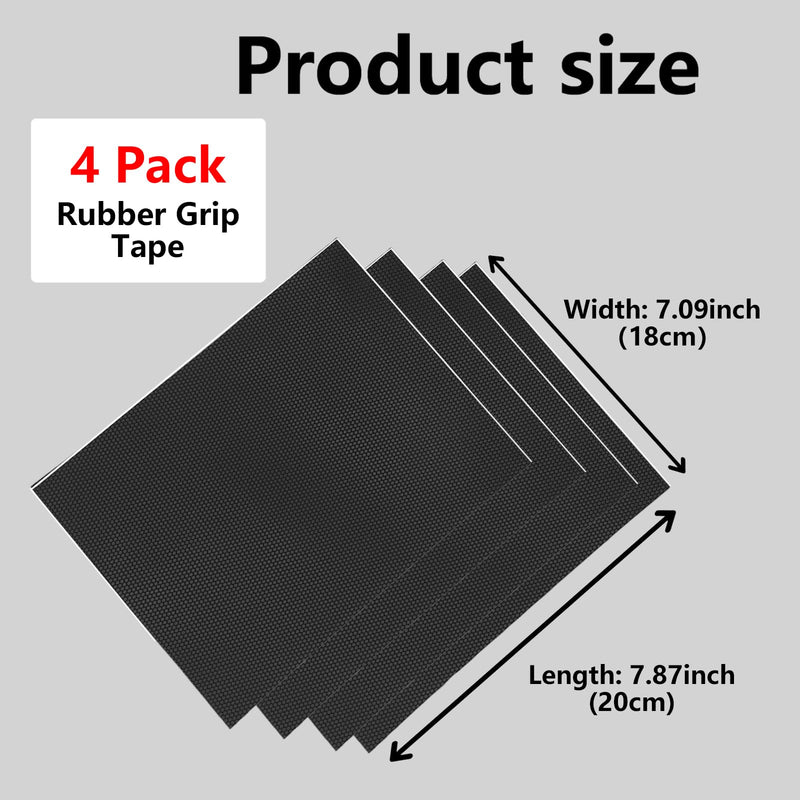 ONTWIE Rubber Grip Tape, 4Pcs Strong Cuttable Rubber Grip Tape, Adhesive Non-Slip Tape for Handles and Contact Surfaces (Black,7.09 x 7.87 in), Heat Resistant