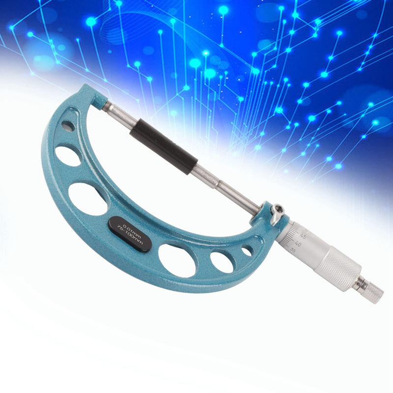 Outside Micrometer Stainless Steel High Accuracy Outside Micrometer Thickness Gauge with Wrench 0.01mm External Micrometer Tool for Accurate Measuring Material Thicknesses (75-100mm) 75–100 mm