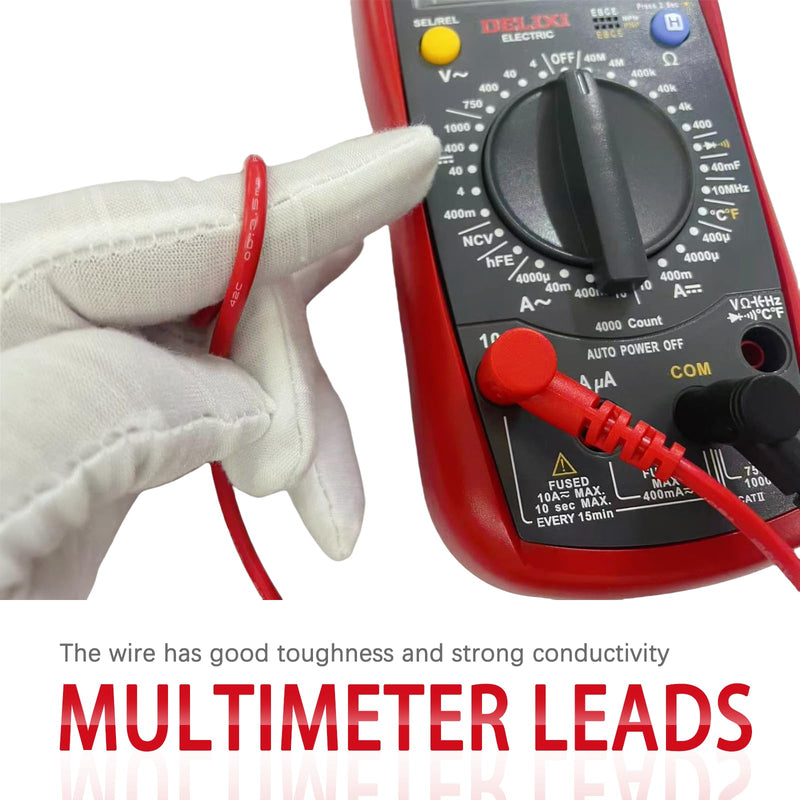 [Australia - AusPower] - 2PCS Digital Multimeter Test Leads Set with 2PCS 10A Alligator Clips 