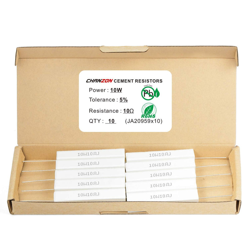 Chanzon 10pcs 10W Ceramic Cement Resistor 10 ? ohm ±5% Tolerance Wirewound Induction 10R G) 10? ohm