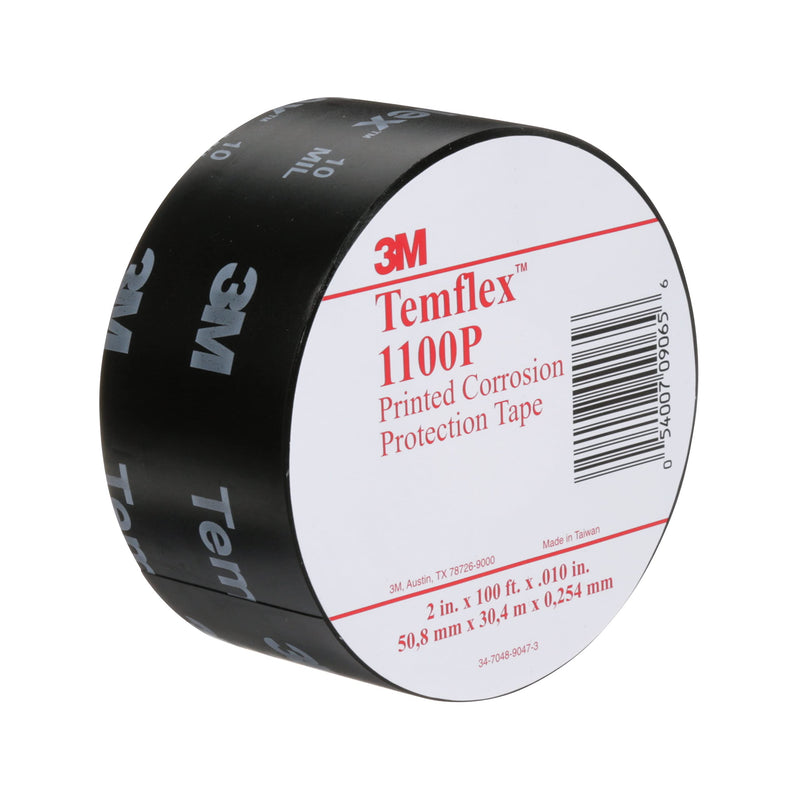 3M Temflex Vinyl Corrosion Protection Tape 1100, Printed, 2 in x 100 ft, Black Printed 2 in x 100 ft