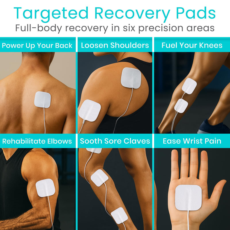 [Australia - AusPower] - Vive 50 Mode TENS Machine for Pain Relief Therapy - EMS & Tens Muscle Stimulator for Back, Body, Recovery, Cramps - Rechargeable Unit with 8 Reusable Electrode Pads & Adjustable Intensities 