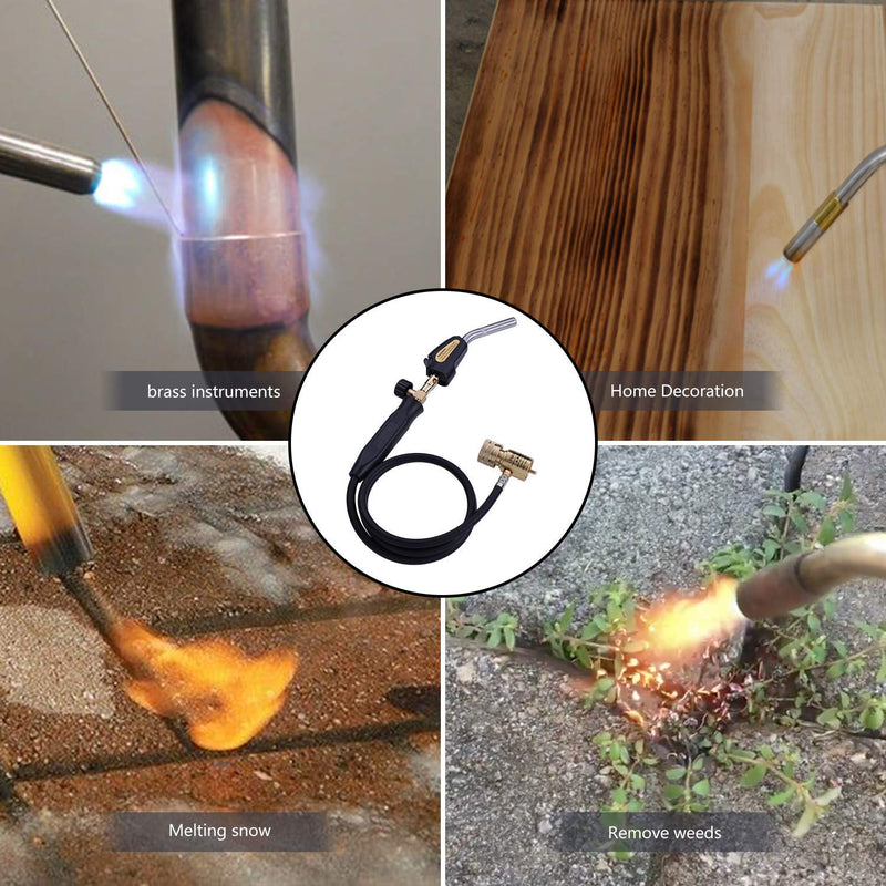 Propane Torch Hand Hose, Mapp Gas Torch,Welding Torch,Hose Length 1.5M/60"-with Hook Quick ignition with valve Style