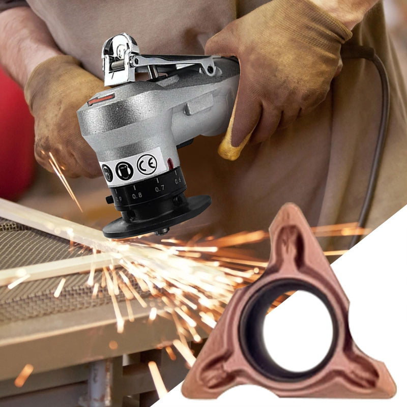 [Australia - AusPower] - Mini 45° Pneumatic Chamfering Machine Kit with 2 Interchangeable Precision Blades and Bearings, 1/4" Air Inlet for Metal Burr Deburring (10 Round Inserts) 10 Round Insert 