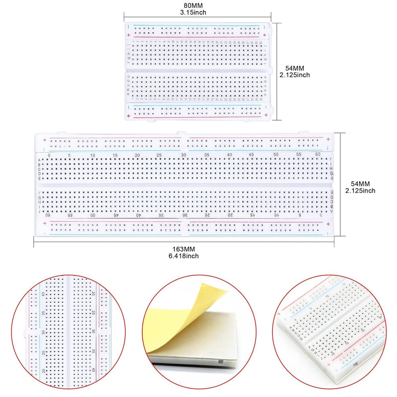 [Australia - AusPower] - GTIWUNG 170 & 400 & 830 Tie Points Mini Breadboard Kit, Solderless Prototype Circuit Board for Arduino Proto Shield + 130 Pieces Jumper Wire Cable 170 & 400 & 830 points mini breadboard 