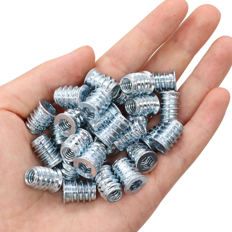 [Australia - AusPower] - Taiss 60PCS 1/4"-20 Threaded Inserts for Wood,Hex Socket Drive Insert Nuts for Wood Furniture Screw Assortment with Hex Wrench (1/4"-20 x 15mm) F-107-60PCS 