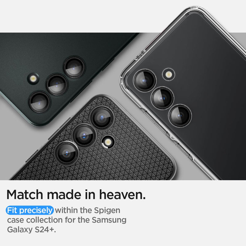 [Australia - AusPower] - Spigen Camera Lens Screen Protector [GlasTR EZ Fit Optik Pro] Designed for Galaxy S24 Plus [Case Friendly] - Black [2 Pack] 
