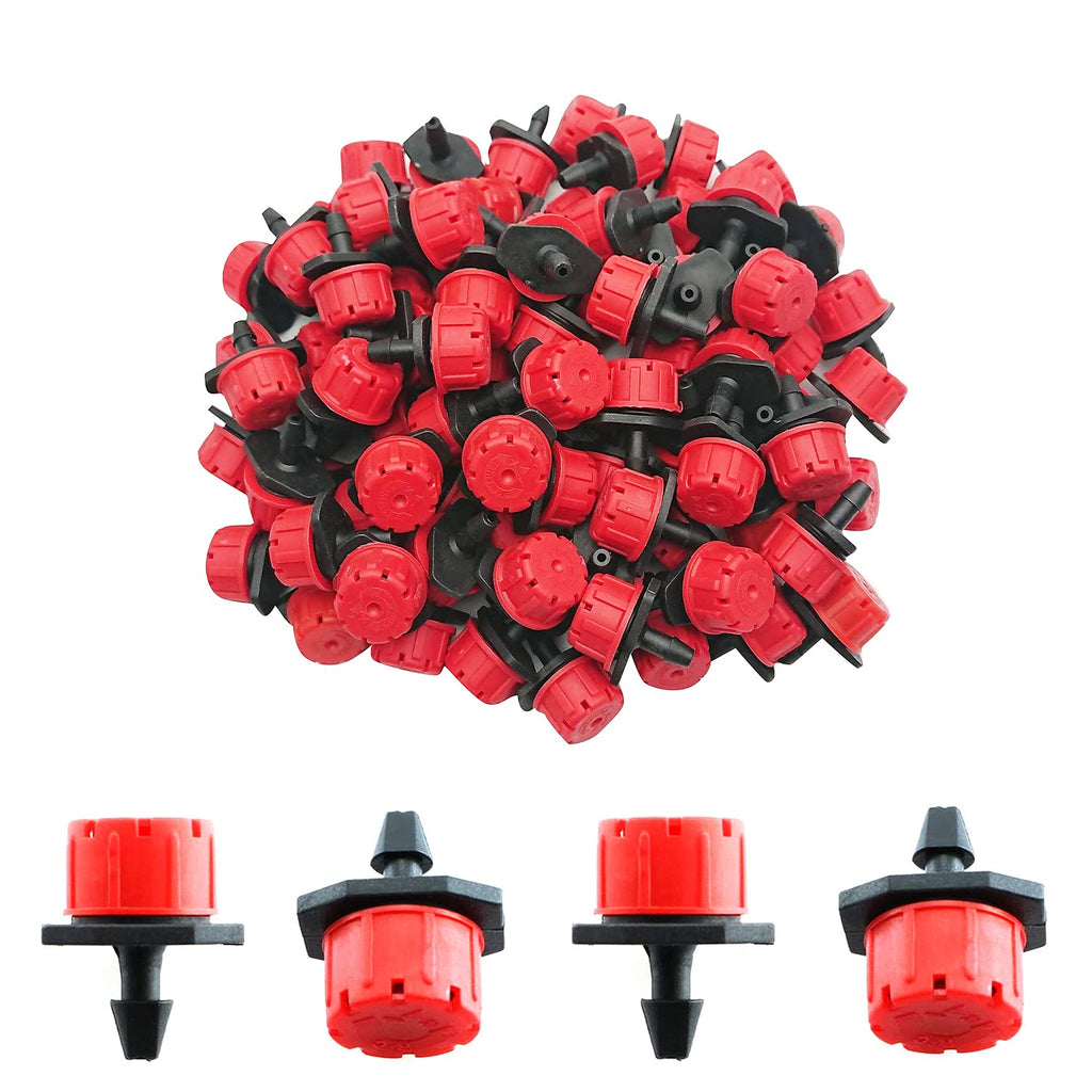 BEADNOVA Drip Irrigation Emitters 50 Pcs Irrigation Drippers 360 Degree Drip System Emitters Sprinklers Drippers for Drip Irrigation 1/4 Inch Tube Gardening (Red) 50pcs