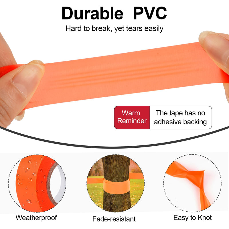 MOWPOG 5 Pack Orange Flagging Marking Tape, 1" x 100′ Non-Adhesive Survey Ribbon Rolls, Fade-Resistant Tapes for Hunting Trail, Tree, Boundaries and Hazardous Areas (Orange)
