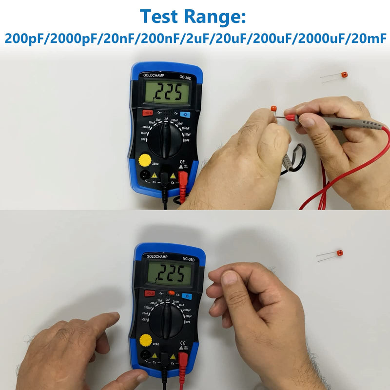 [Australia - AusPower] - Capacitor Tester Digital Multimeter Capacitance Meter 200pF-20mF Capacitance Handheld Multimeter with Multifunction Tester Manual Range Measurement Tool, Backlight, Data Hold GC-36D*2pcs 2 