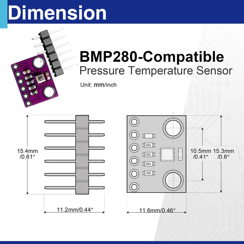 [Australia - AusPower] - 6PCS 3.3V Sensor Module for BMP280 Atmospheric Pressure Sensors Arduino‑Compatible I2C/SPI 