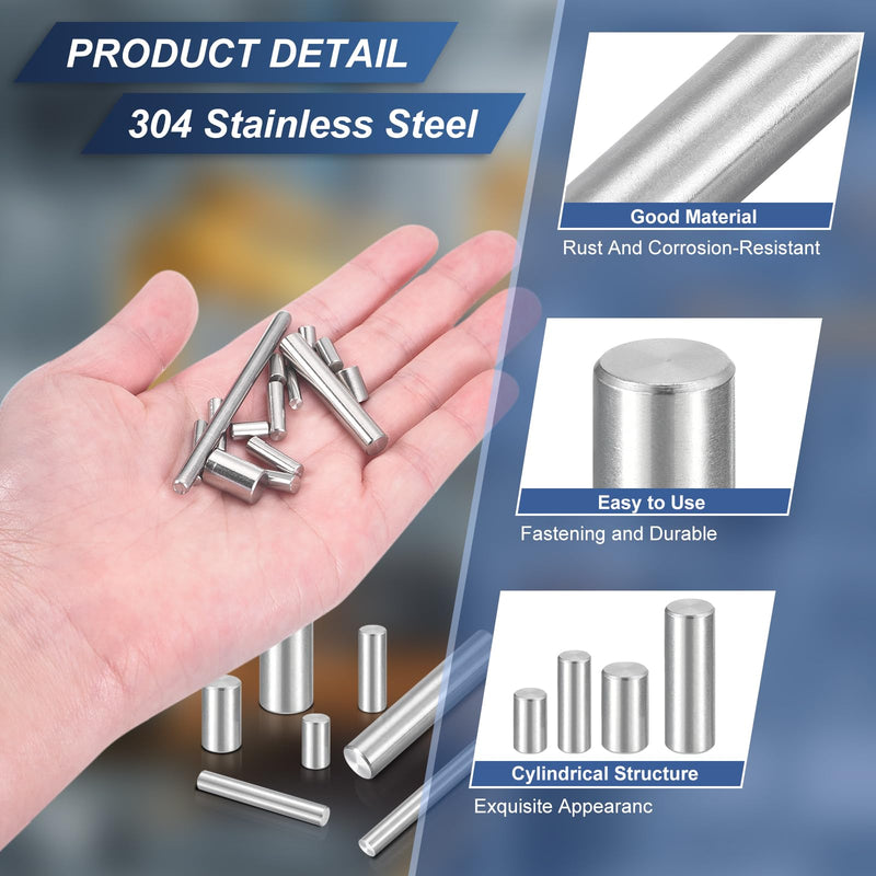 [Australia - AusPower] - uxcell 120Pcs M2 x 30mm 304 Stainless Steel Dowel Pin, Cylindrical Shelf Support Peg Pin Parallel Pin Fastener for Mechanical Manufacturing, Industry, Furniture Installation, Silver M2x30mm 120 