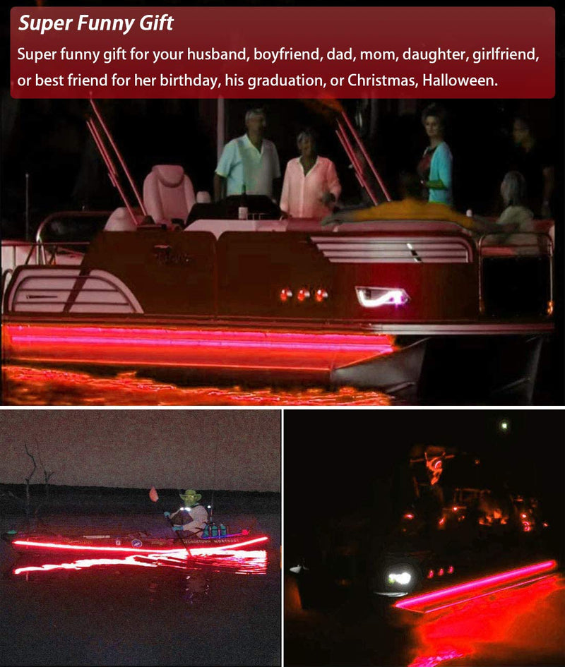 Seaponer Pontoon Boat Light, Marine Led Light Strip for Duck Jon Bass Boat Sailboat Kayak Flex Lighting for Boat Deck Light Accent Light Courtesy Interior Lights Fishing Night, Red, 12v 5m (16.4ft)