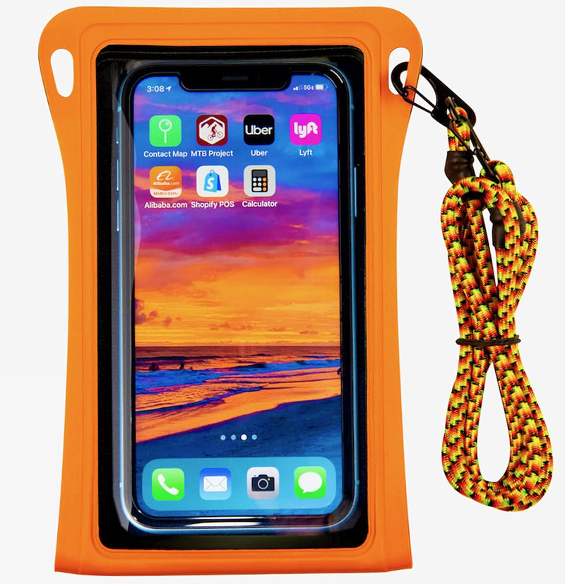 [Australia - AusPower] - Waterproof Phone Pouch w/Long Lanyard | IPX8 Adventure Grade Cellphone Dry Bag Case, Fits iPhone 15 Pro Max,14 Pro Max, 13 Pro Max, XS, XR, Galaxy S21, for Snorkeling, Kayaking, Cruise Orange 