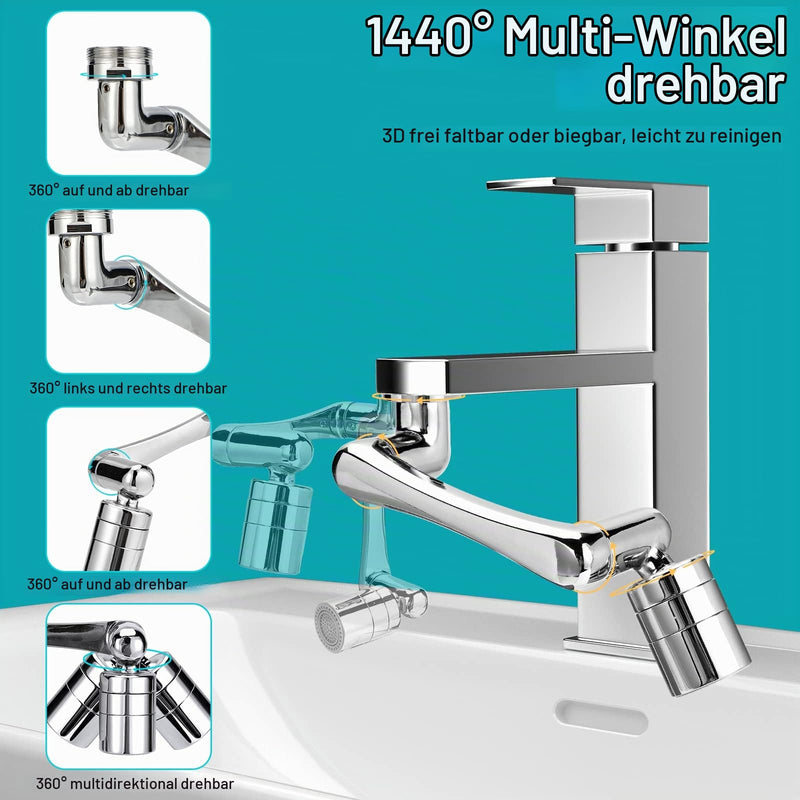 Tap Extension, 1440° Rotatable Rotatable Tap Attachment | Tap Aerator with Spray Filter, Multifunctional Extension Tap, Tap Attachment Swivelling for Kitchen