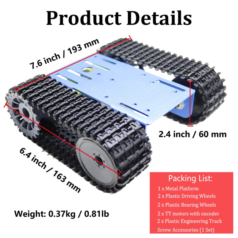 [Australia - AusPower] - Professional Tank Chassis Kit, TT02 Metal Frame Crawler Robotic Tank Chassis Platform for Arduino (Blue) Blue 