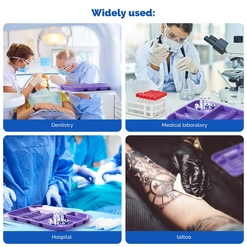 [Australia - AusPower] - JMU Dental Instrument Divided Tray, Autoclavable Plastic Separate Setup Dental Trays Size B 13.25" x 9.75", Purple 1 