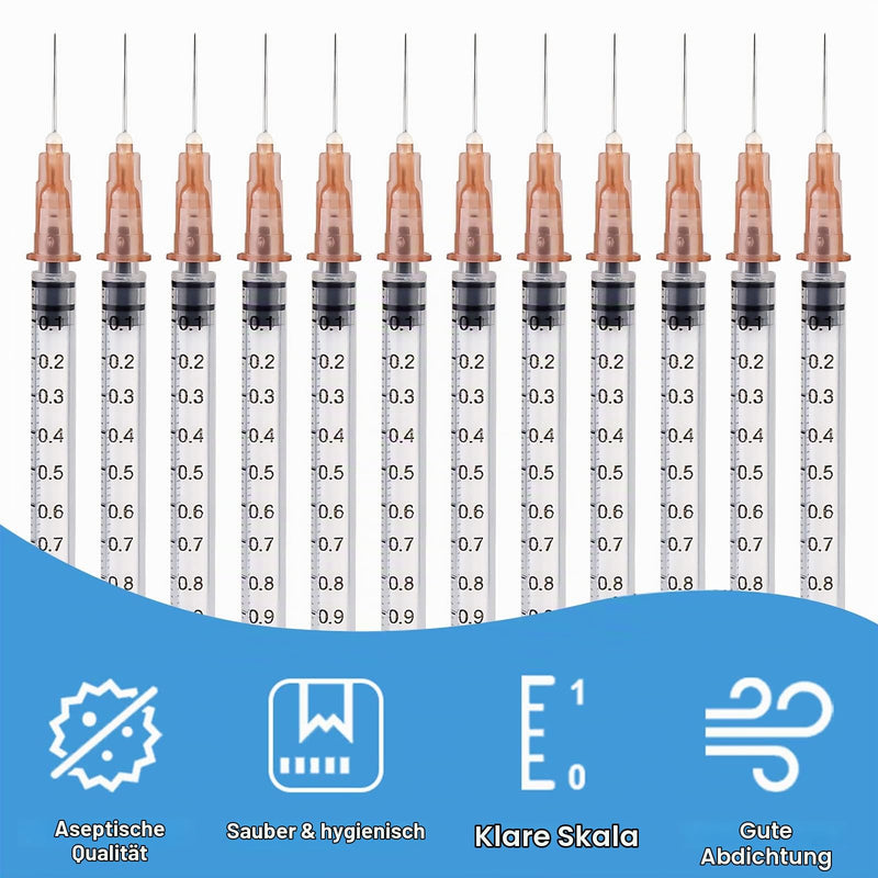100 Pieces Syringe 1 ml, Vegena 1 ml Syringe Set Plastic Tube Syringes Disposable Syringes Small Dosing Syringe Liquid Syringe Independent Seal Packaging Disposable Syringes