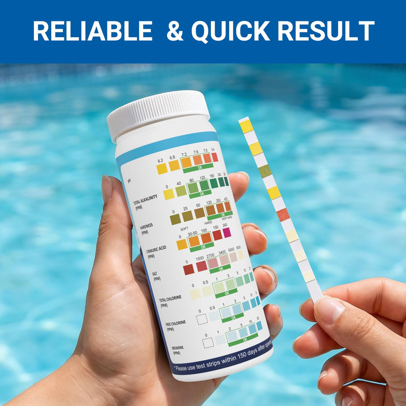 [Australia - AusPower] - 9 in 1 Pool Test Strips, 120 Total Strips, 100 8-Way Water Test Strips + 20 Copper Test Strips, Test pH, Salt, Hardness, Bromine, Alkalinity, Chlorine, Chlorine, Cyanuric Acid and Copper 9 in 1 