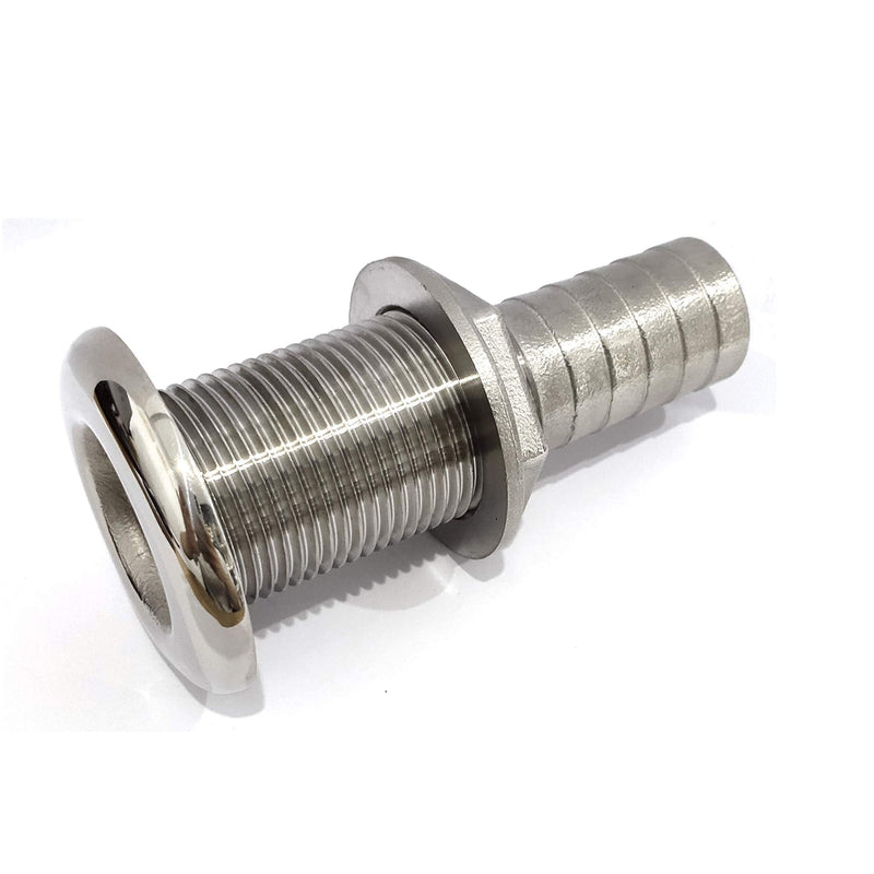 Marine Grade Stainless Steel Barbed Standard Length Straight 1" ID Thru-Hull With Nut&Custom Gasket For Boat 1"ID