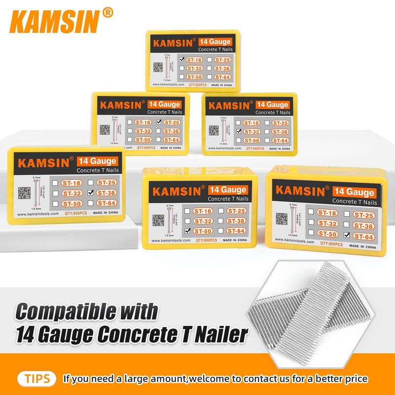 [Australia - AusPower] - ST25 14 Gauge Concrete T Nails, 1'' (25MM) Length Collated Concrete T Nails, Galvanzied, 800 PCS/BOX, Fasteners for Pneumatic Concrete T Nailer, Air T Nail Gun ST25 